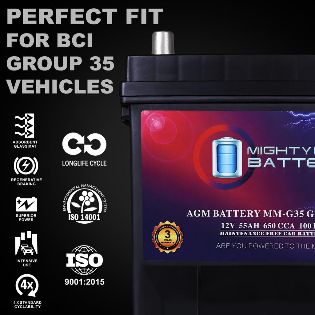 12V 55Ah AGM 650 CCA Replacement Battery T681408