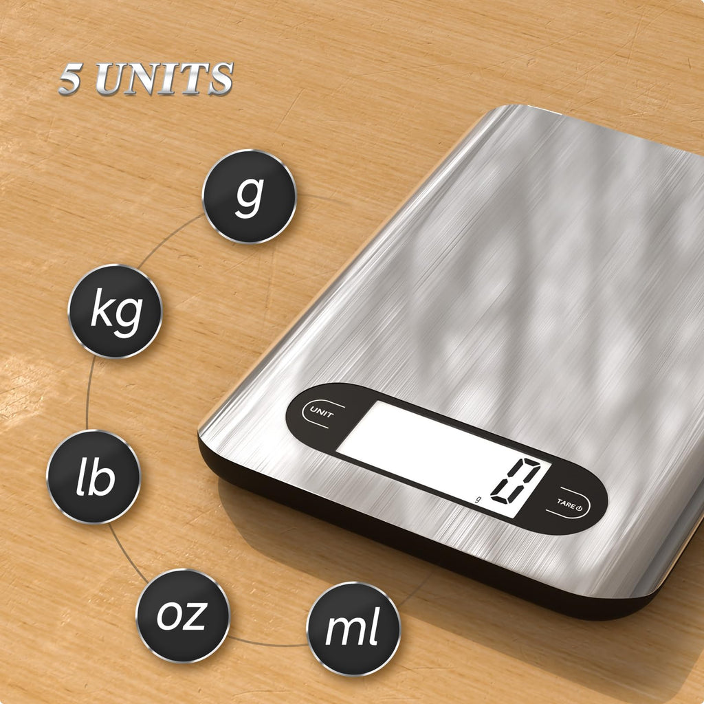 Digital Kitchen Scale 17 Pounds Capacity Stainless Steel F7429