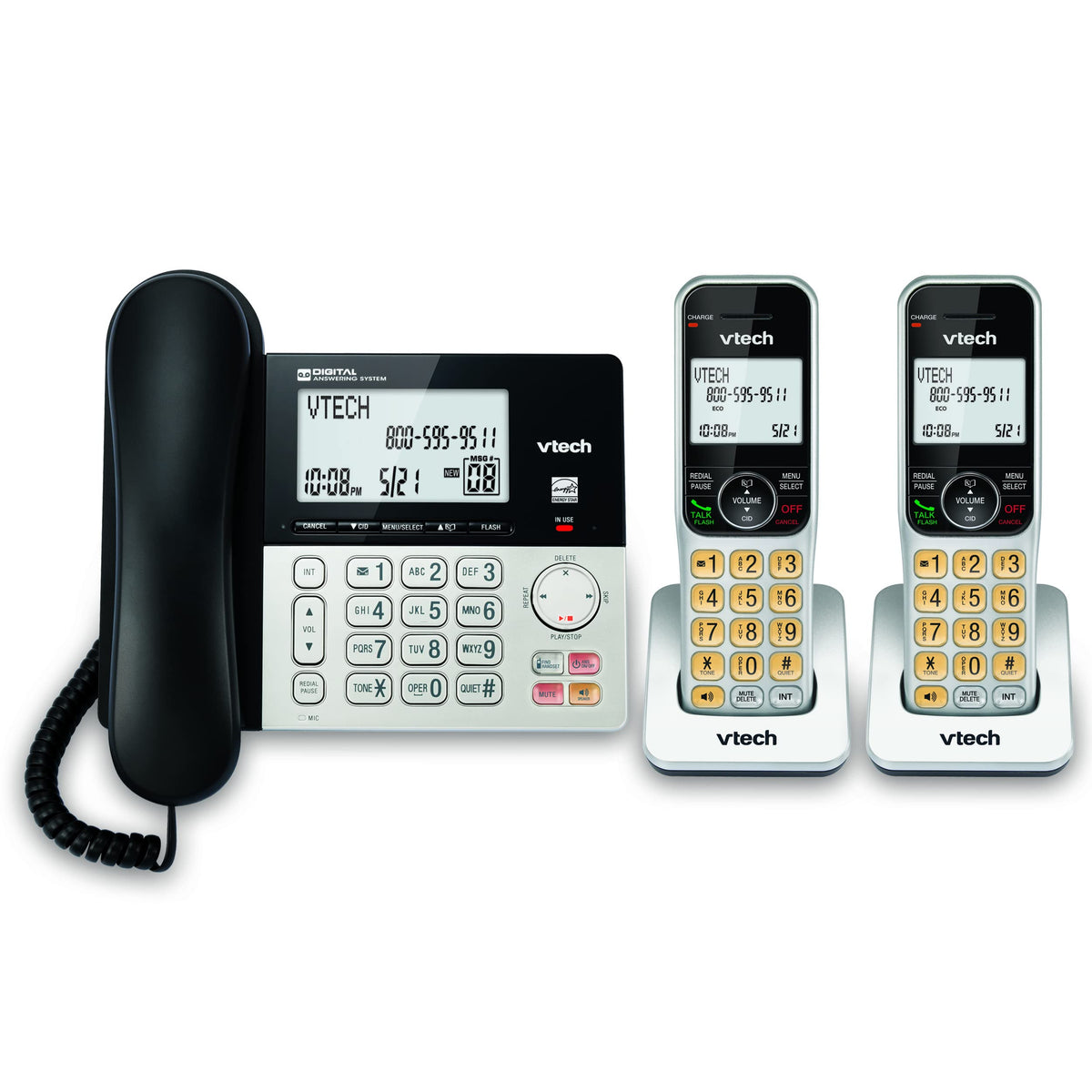 Corded/Cordless Phone System with 2 Handsets E520437