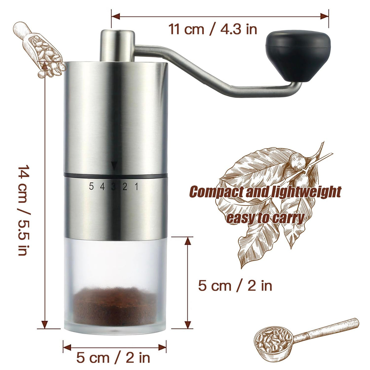 Manual Coffee Grinder with Ceramic Conical Burr J58369