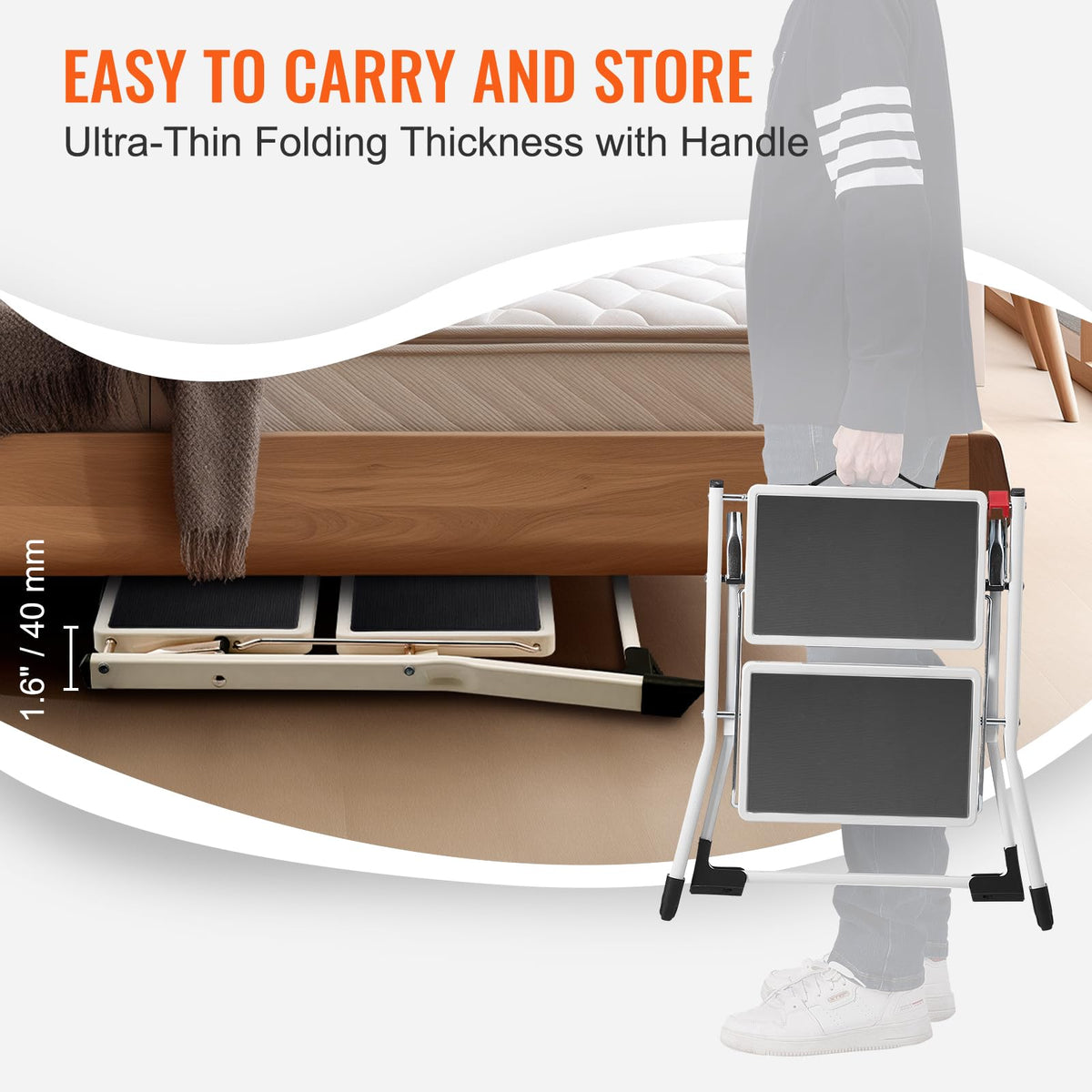 2-Step 330lbs Capacity Folding Steel Step Stool B90472