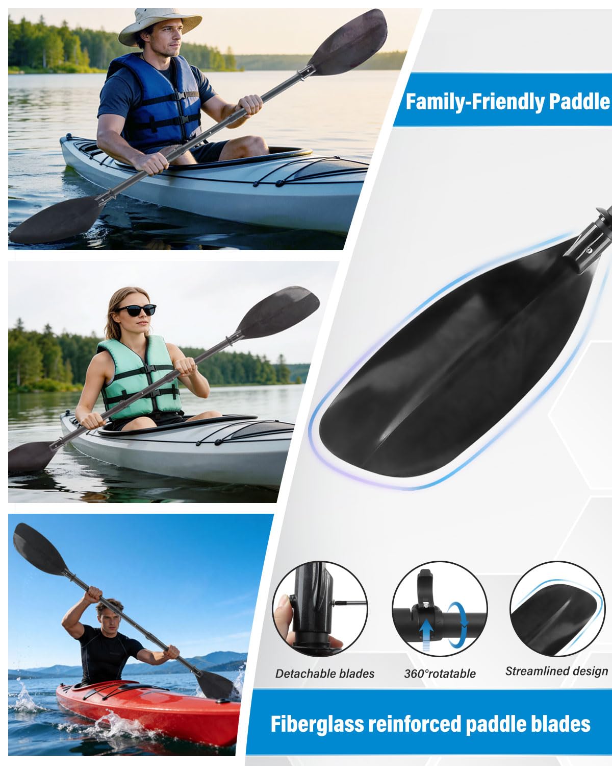 Adjustable Telescopic Kayak Paddle with Storage Bag Y624
