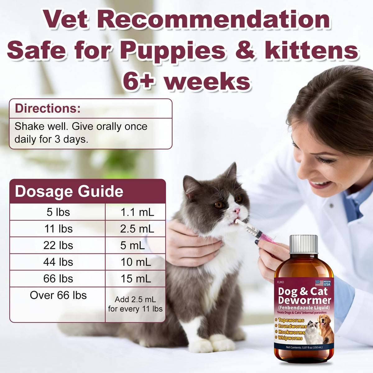 Fenbendazole Dewormer for Dogs & Cats 150 mL X536