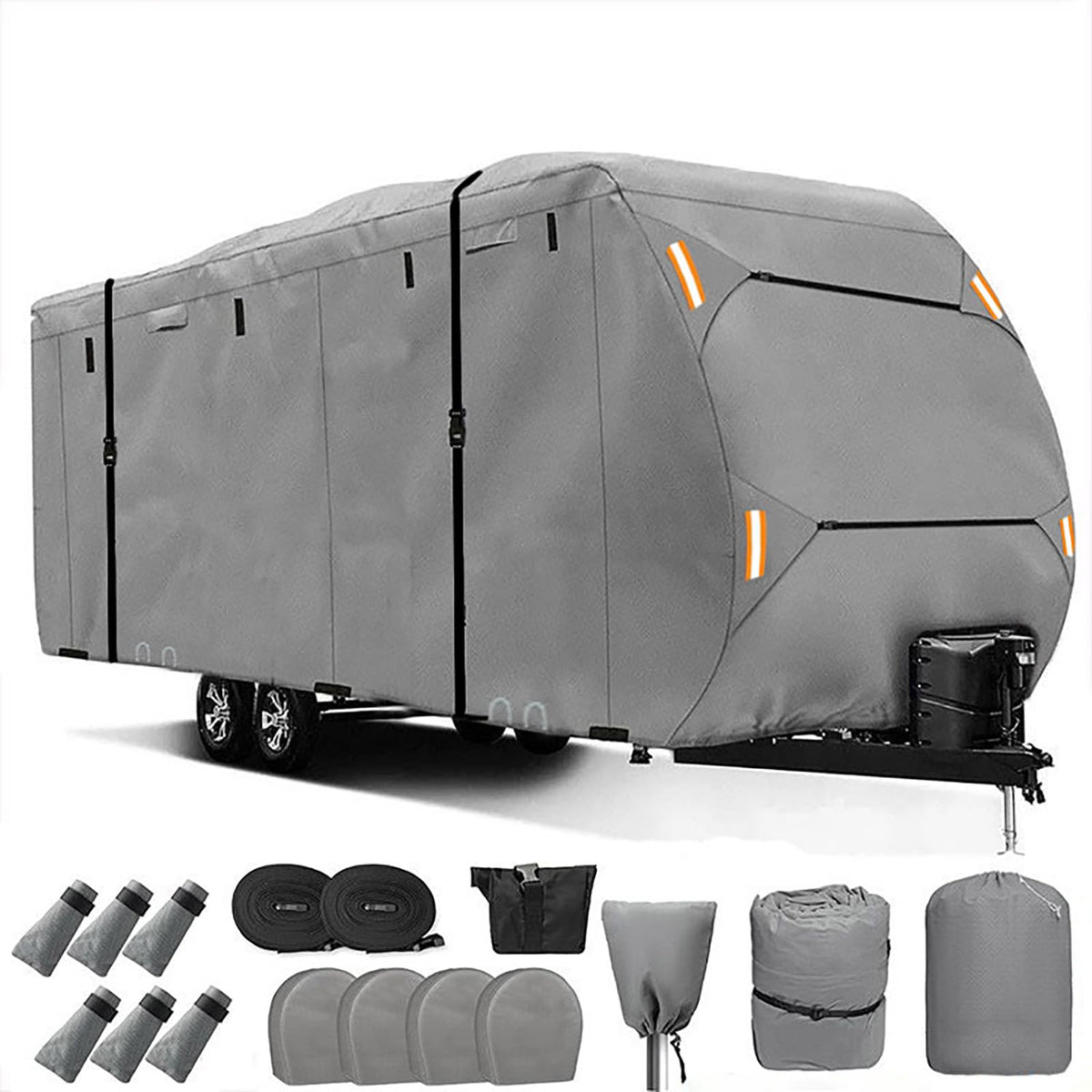 Waterproof 420D Travel Trailer Cover with Adjustable Straps F9240