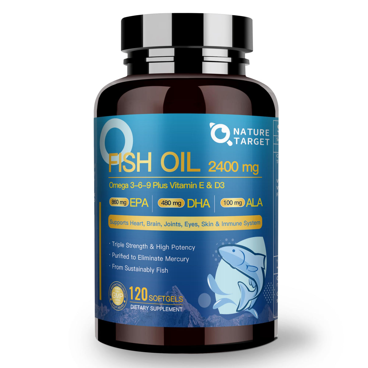 Omega 3 6 9 Fish Oil 2400mg 120 Softgels B3721