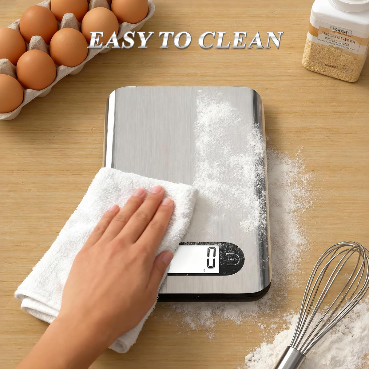 Digital Kitchen Scale 17 Pounds Capacity Stainless Steel F7429