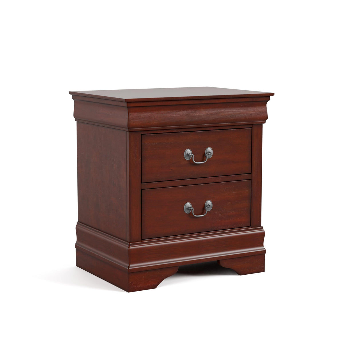 Solid Wood Nightstand with Drawers and Antique Nickle Handles B9479