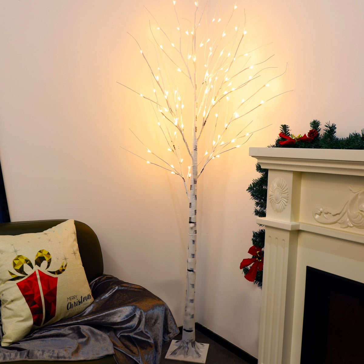 Lighted Birch Tree 6.1 Feet 96 LED L135082