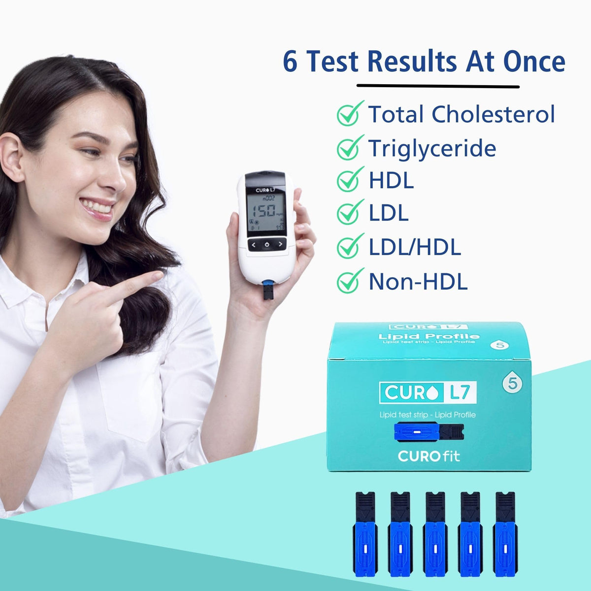 Blood Cholesterol Testing Kit with Test Strips and Lancets B2902