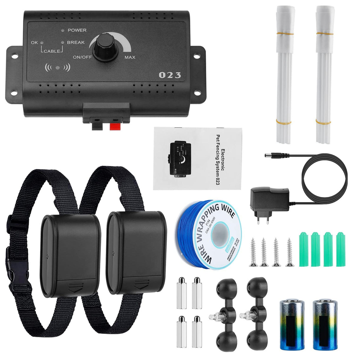 Electric Dog Fence System for 2 Dogs with 2 Waterproof Receiver Collars X9934
