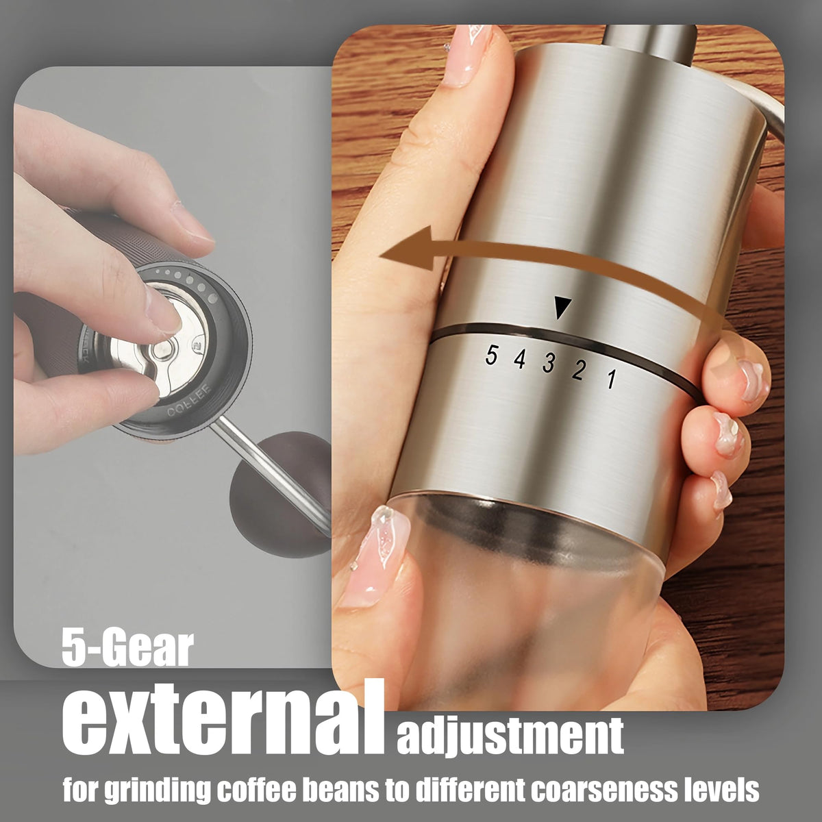 Manual Coffee Grinder with Ceramic Conical Burr J58369