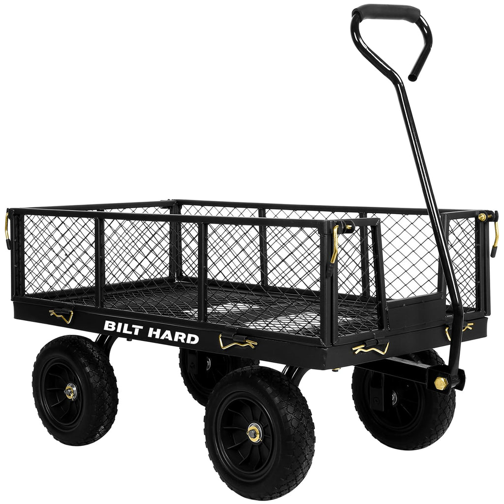 10" Steel Garden Cart with Rotating Handle and Removable Sides, 4 Cu.Ft, Black Q702837