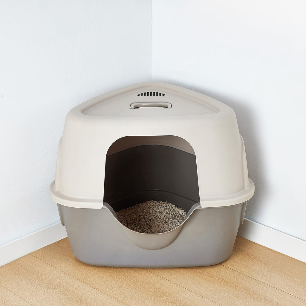 Charcoal Enclosed Cat Litter Box with Lid V988578