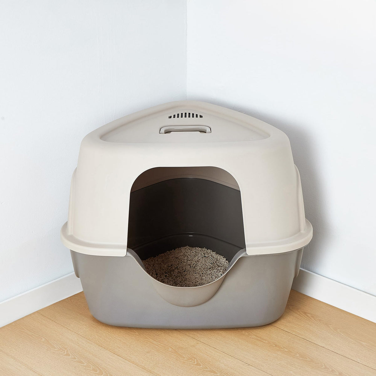 Charcoal Enclosed Cat Litter Box with Lid V988578