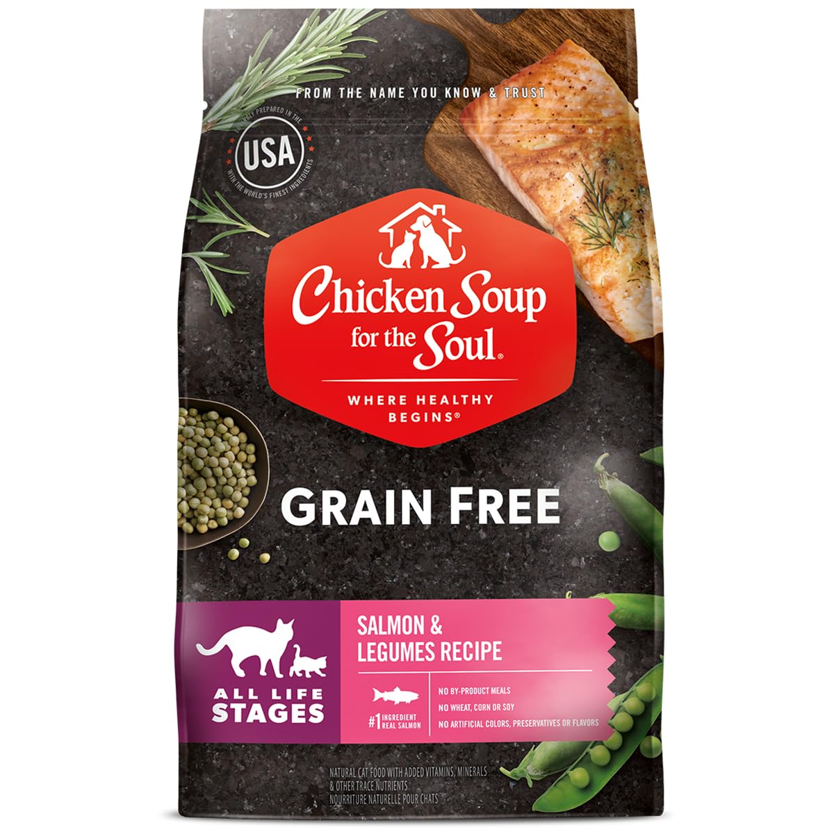All Natural Grain-Free Dry Cat Food Salmon & Legumes 4lb T5253