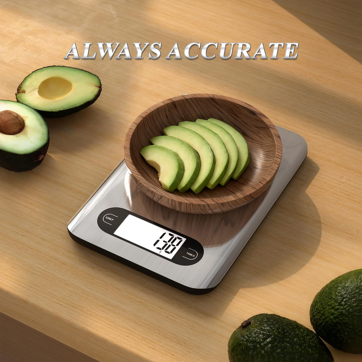 Digital Kitchen Scale 17 Pounds Capacity Stainless Steel F7429