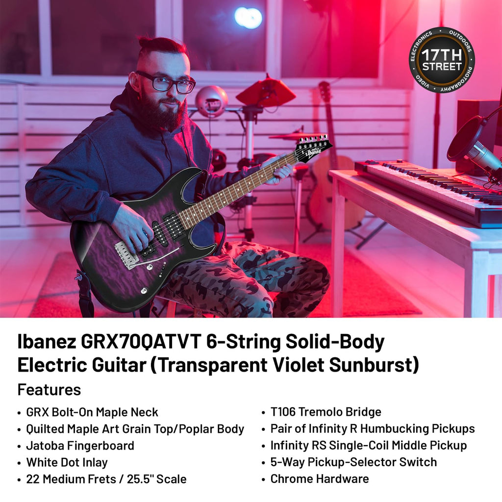 Transparent Violet Sunburst 6-String Solid-Body Electric Guitar S38435