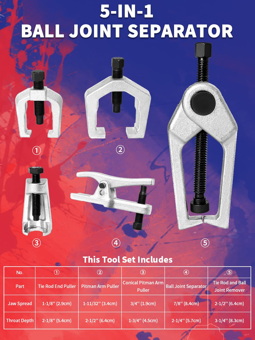 5 PCS Ball Joint Separator Front End Service Tool Kit R367