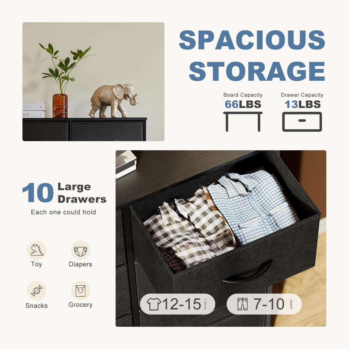 Black 10 Drawer Tall Dresser Z98440