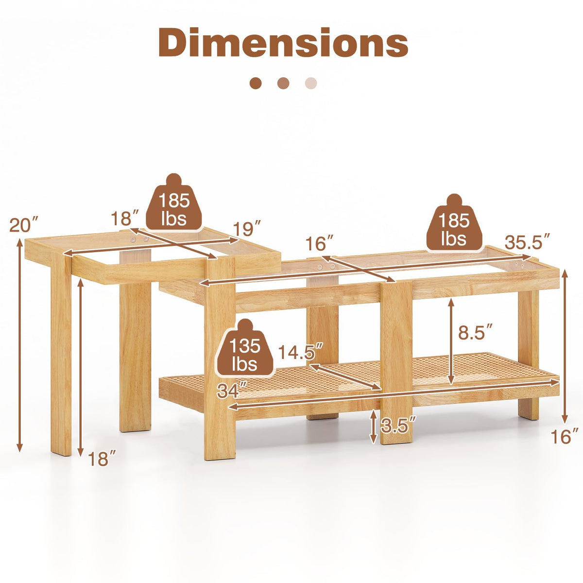 Nesting Coffee Table Set of 2 Rattan Tempered Glass P48847