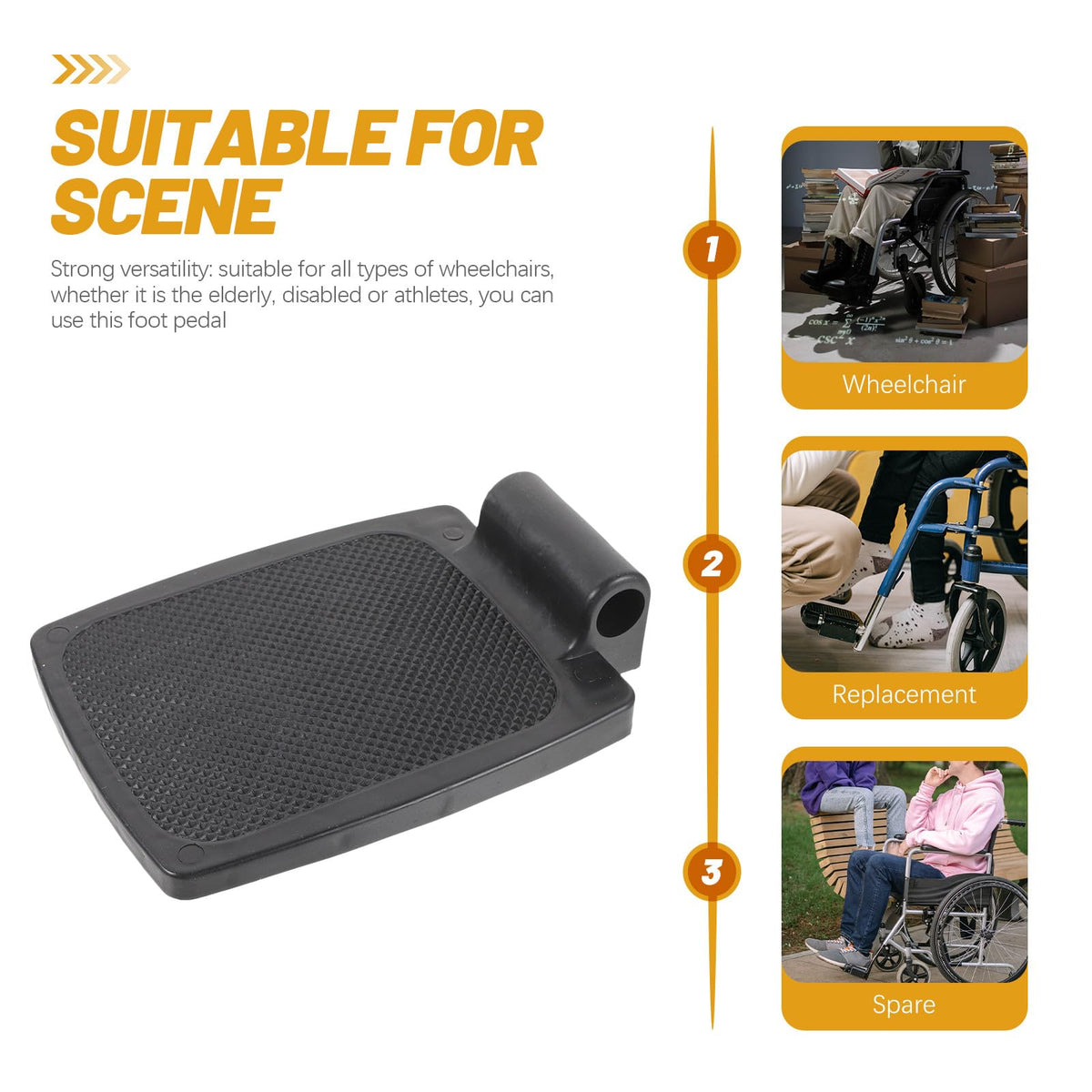 Heavy Duty Wheelchair Footplates Plastic Footrest Pair E891
