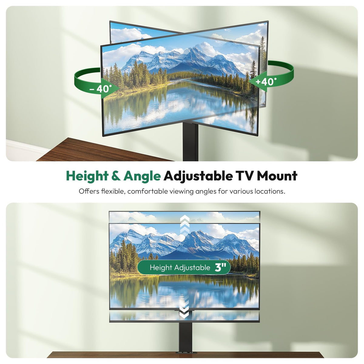Walnut TV Stand with Mount for 65-75 Inch TV C2020