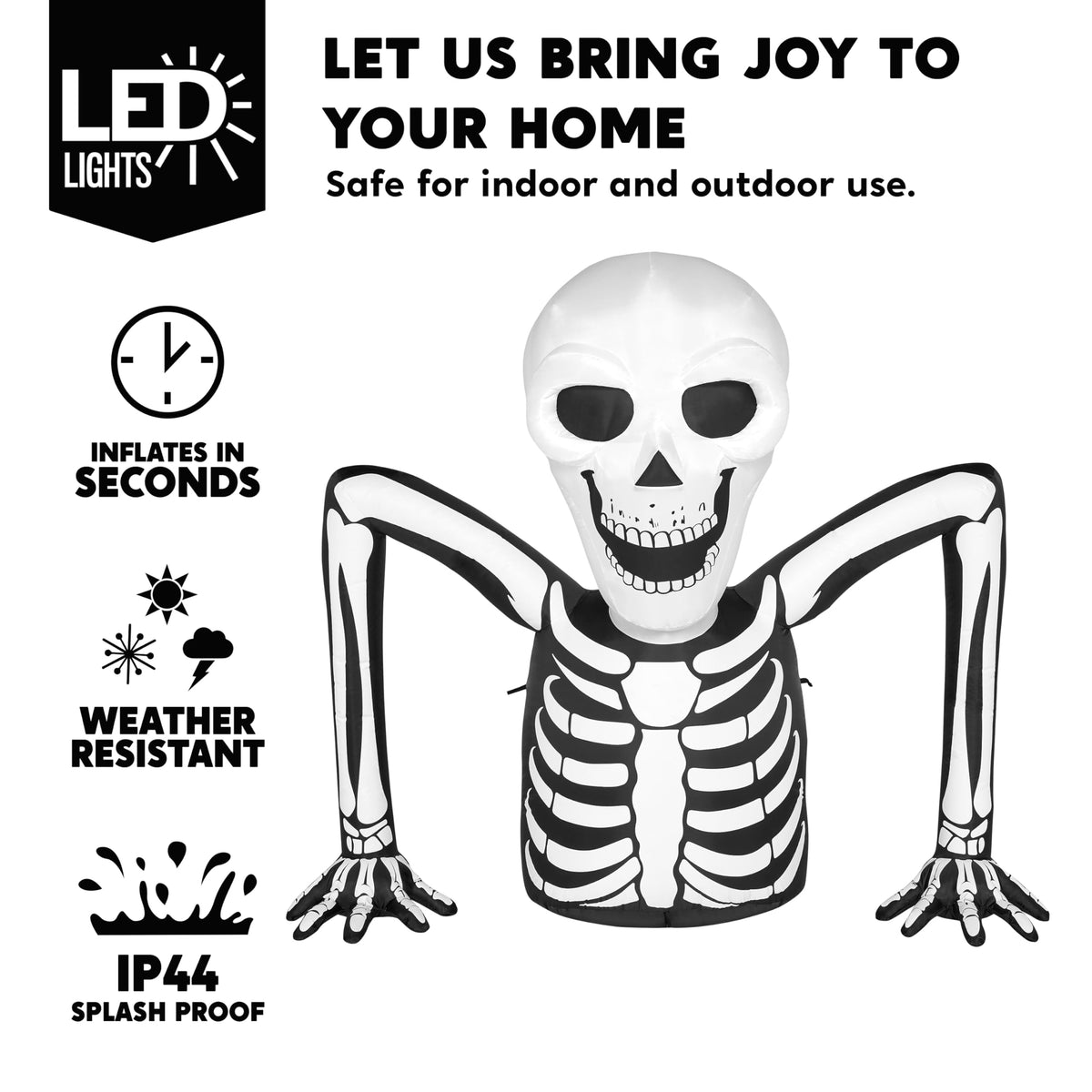 5.5 FT Long Inflatable Skeleton Outdoor Decoration with LEDs D861050