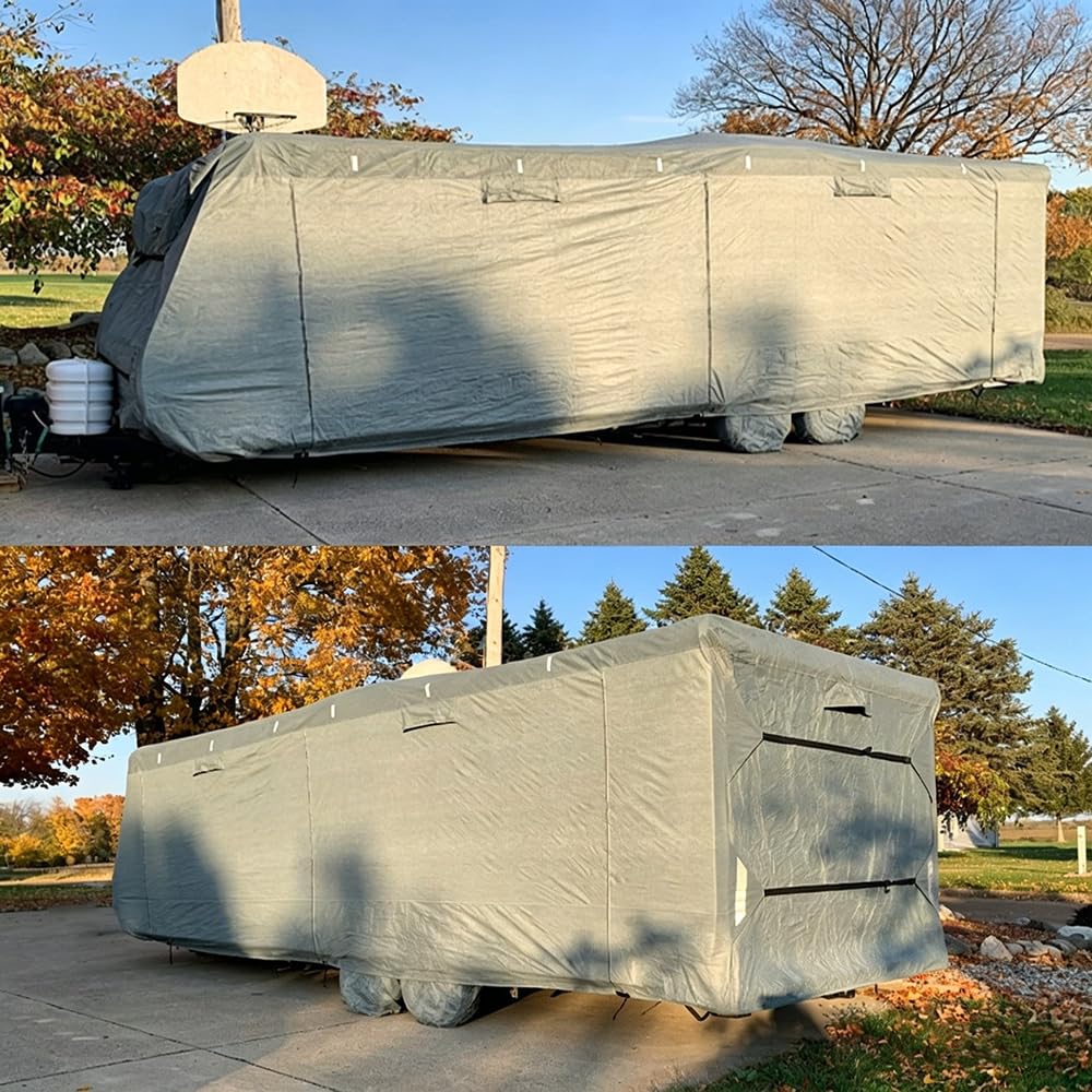 Waterproof 420D Travel Trailer Cover with Adjustable Straps F9240