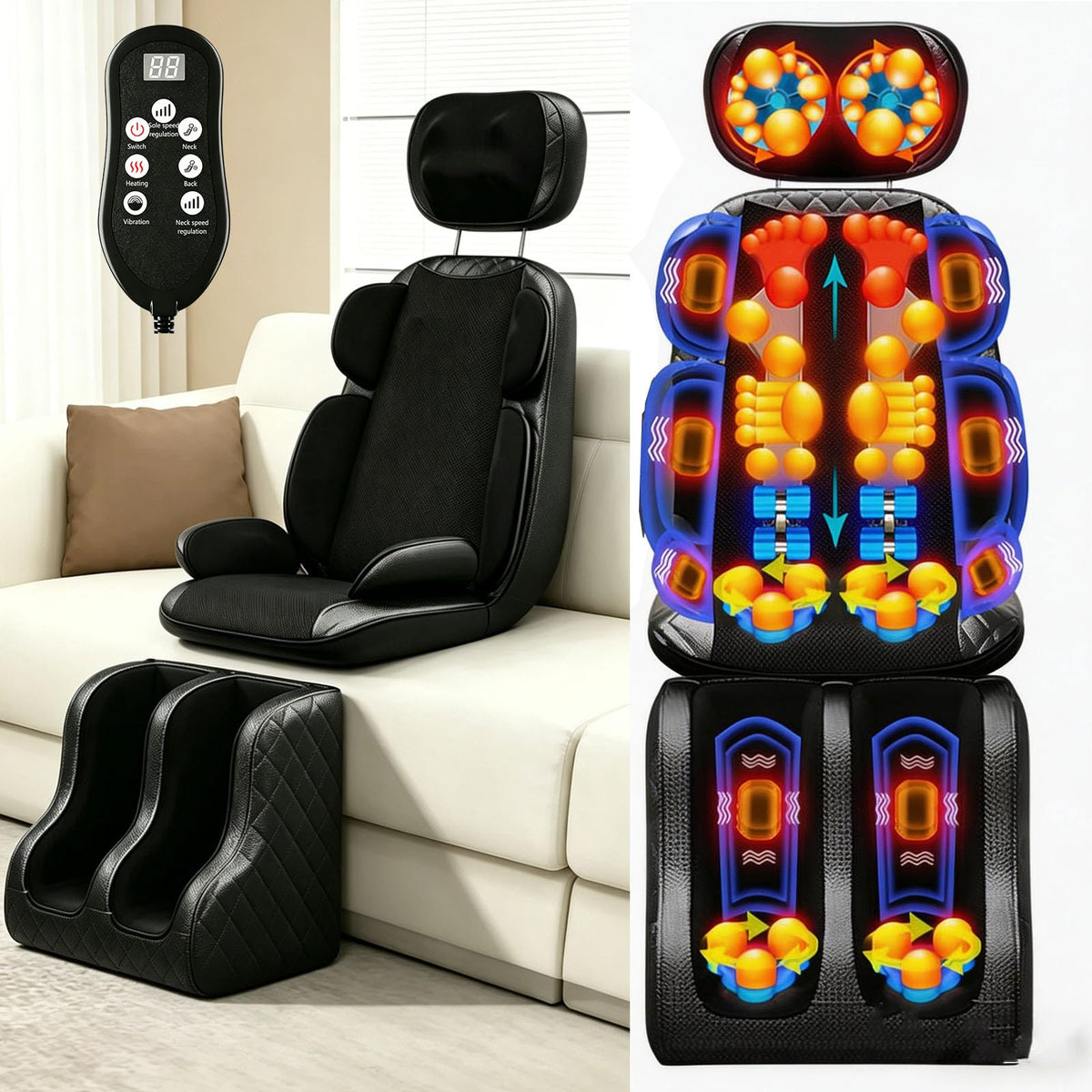 Heated Vibration Full Body Massage Mat T701