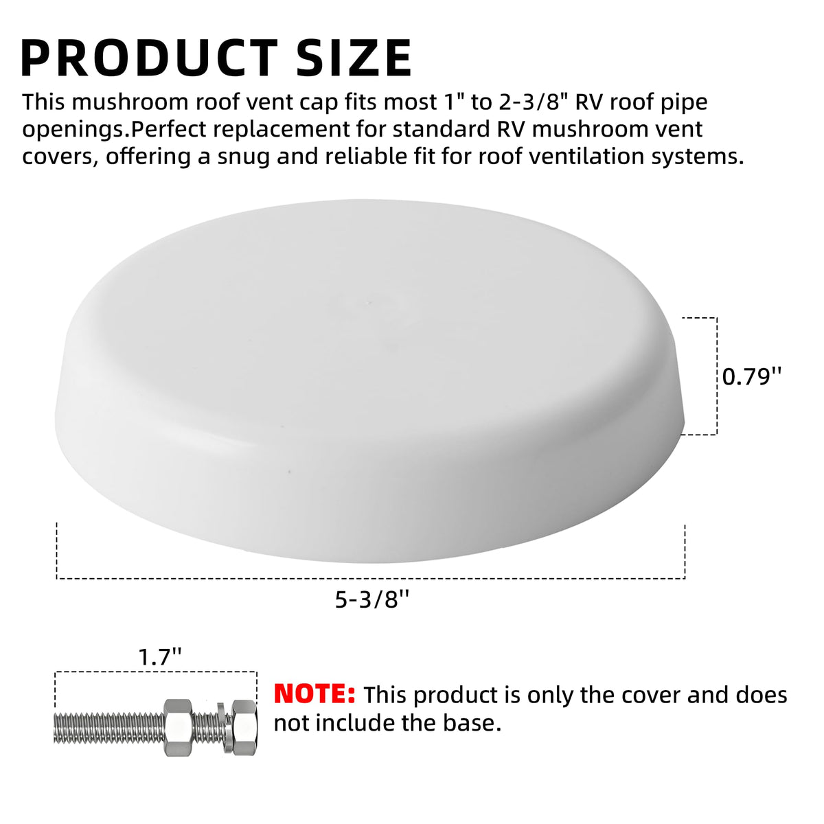 Mushroom Style RV Plumbing Vent Cap I645259