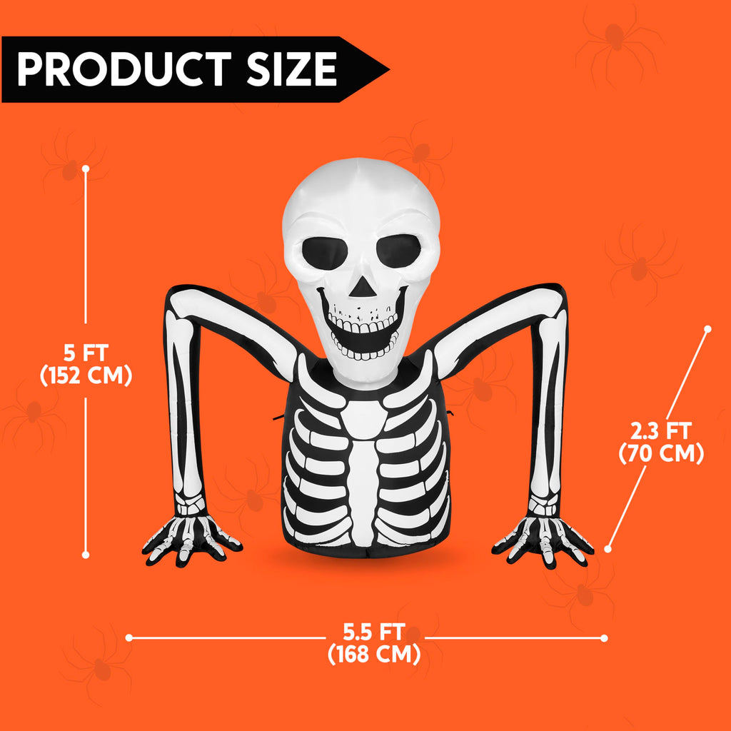 5.5 FT Long Inflatable Skeleton Outdoor Decoration with LEDs D861050