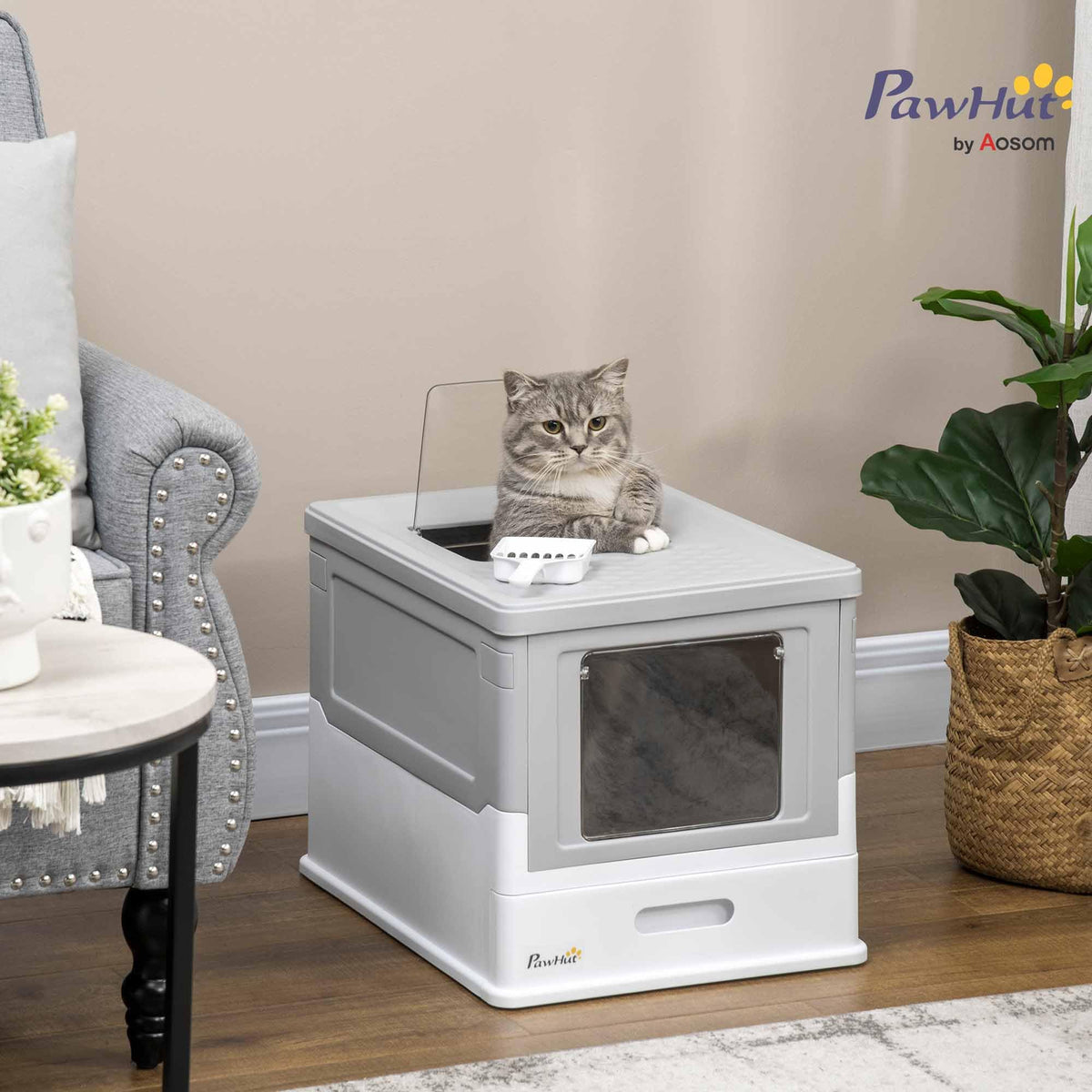 Fully Enclosed Cat Litter Box with Scoop B720123
