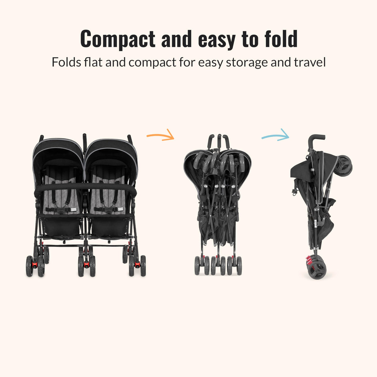 Black Twin Umbrella Toddler Stroller E82185
