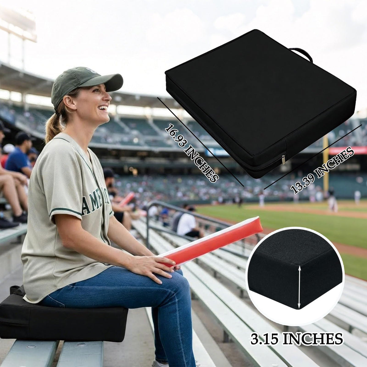 3.15 Inches Thick Portable Waterproof Stadium Seat Cushion B4278