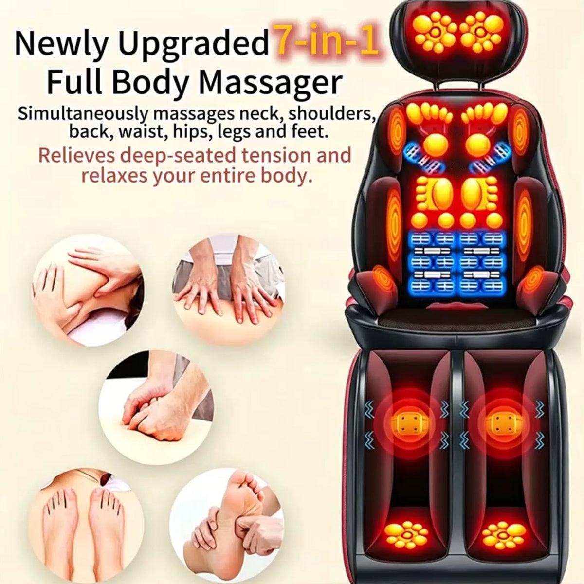 Heated Vibration Full Body Massage Mat T701