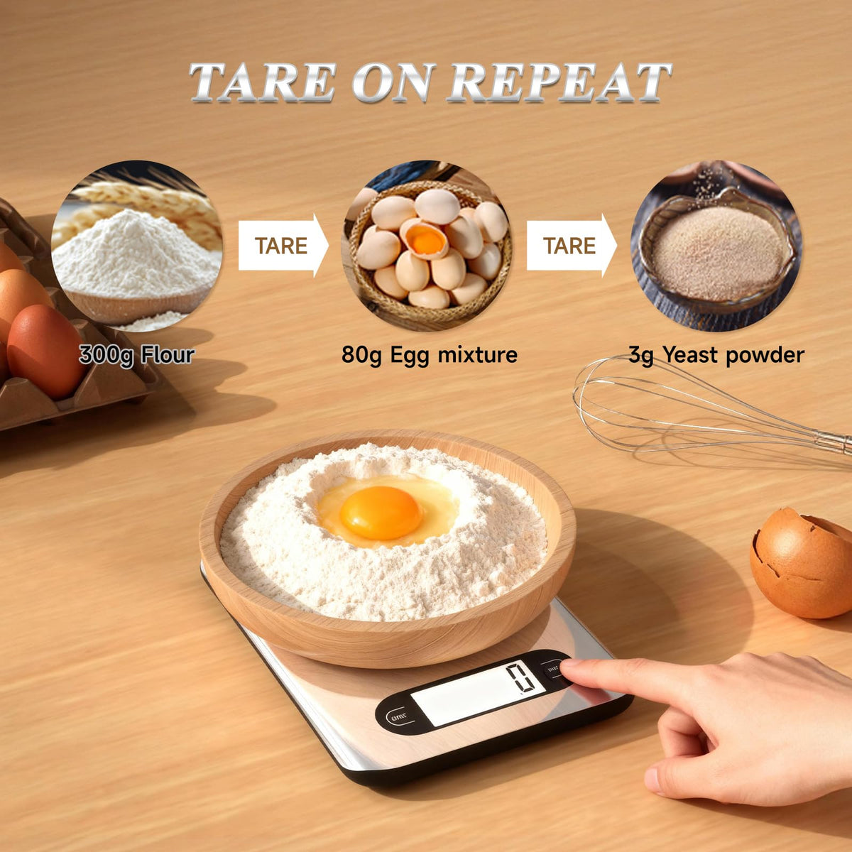 Digital Kitchen Scale 17 Pounds Capacity Stainless Steel F7429