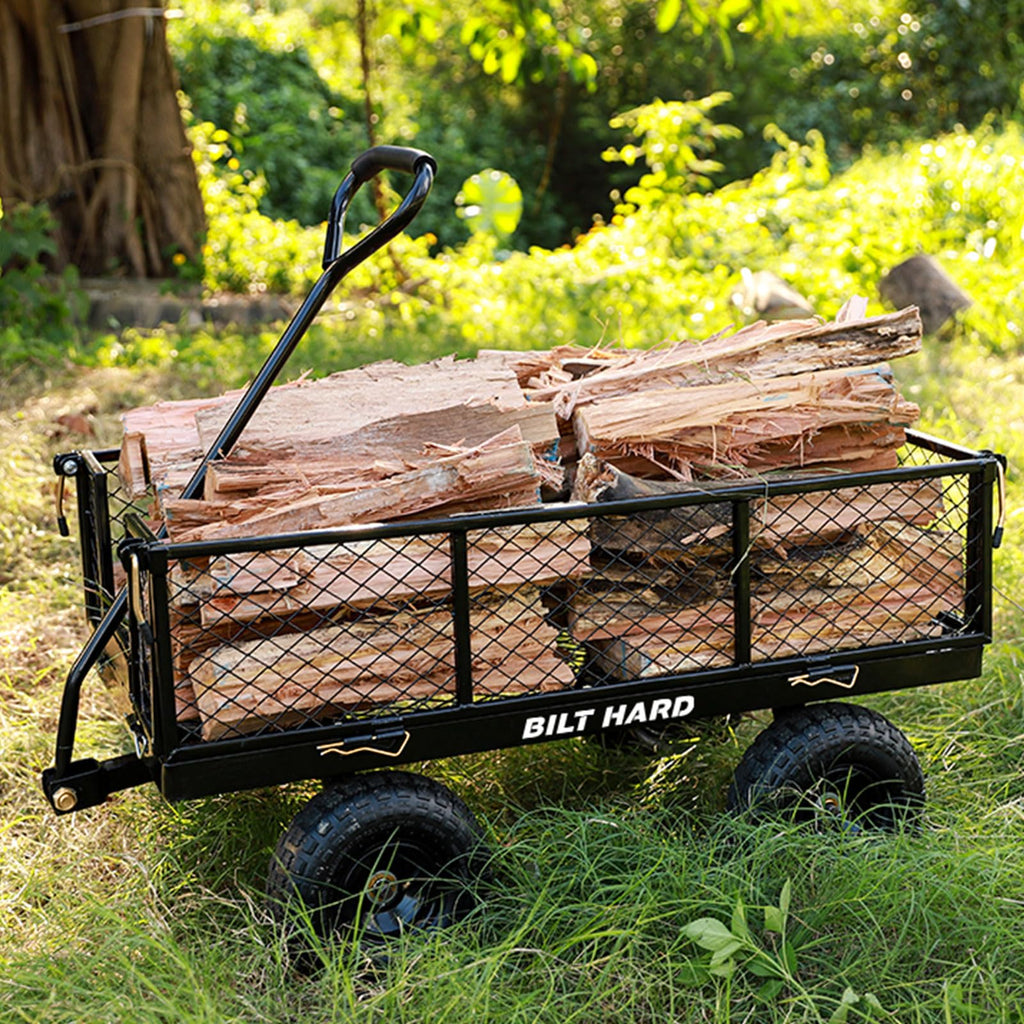 10" Steel Garden Cart with Rotating Handle and Removable Sides, 4 Cu.Ft, Black Q702837