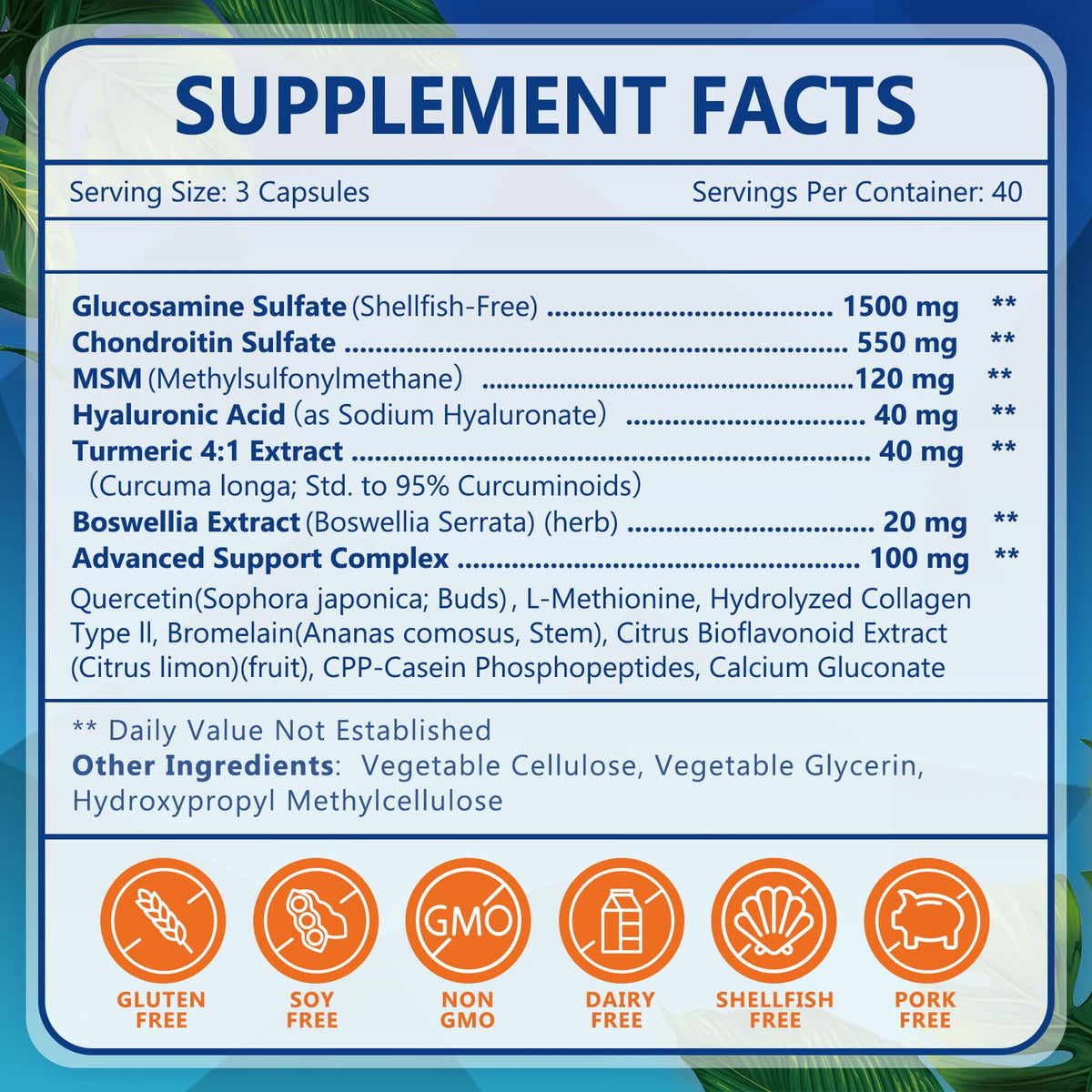 Probiotics with Glucosamine Chondroitin MSM Joint Support Supplement J998421