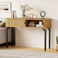 47" Fluted Narrow Console Table with 2 Drawers & Sliding Door F910