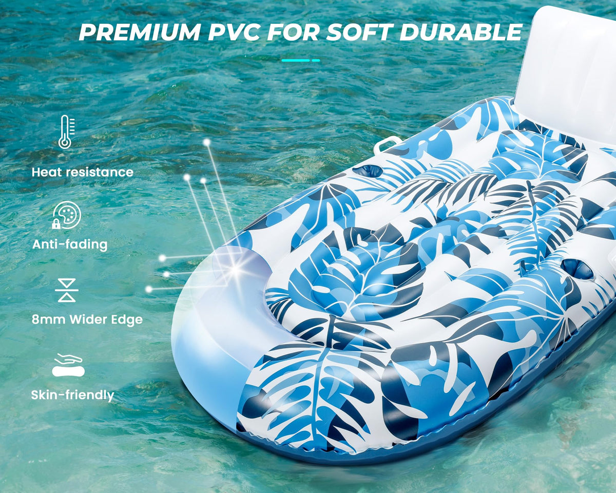 Inflatable Pool Lounger with Cupholder Backrest J798359
