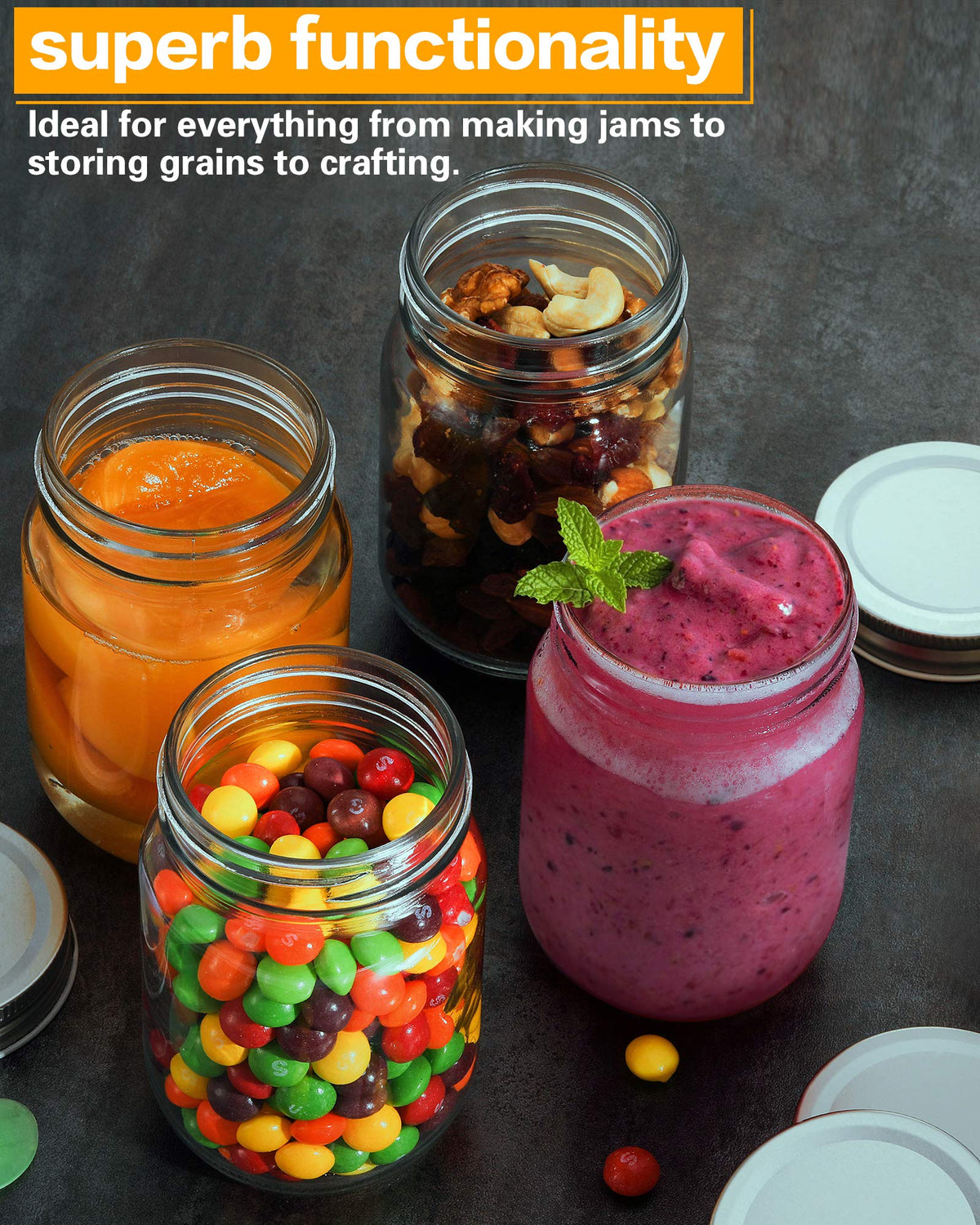 16 oz Mason Jars with Silver Lids 15 Pack U449395
