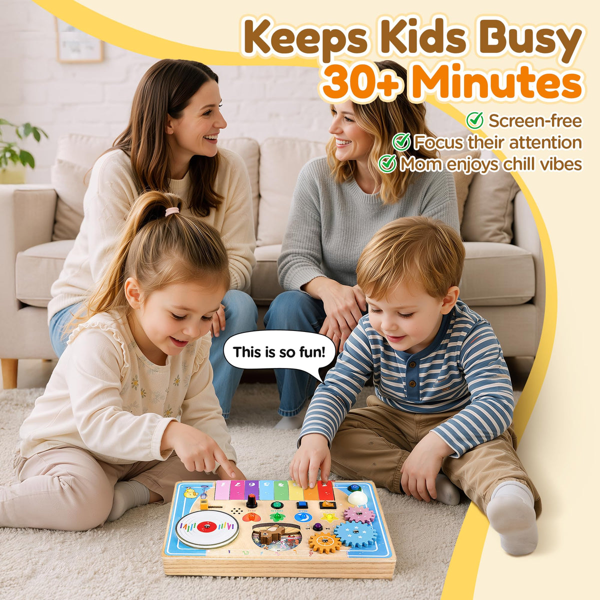 Wooden Montessori Busy Board with Piano Keyboard M878677