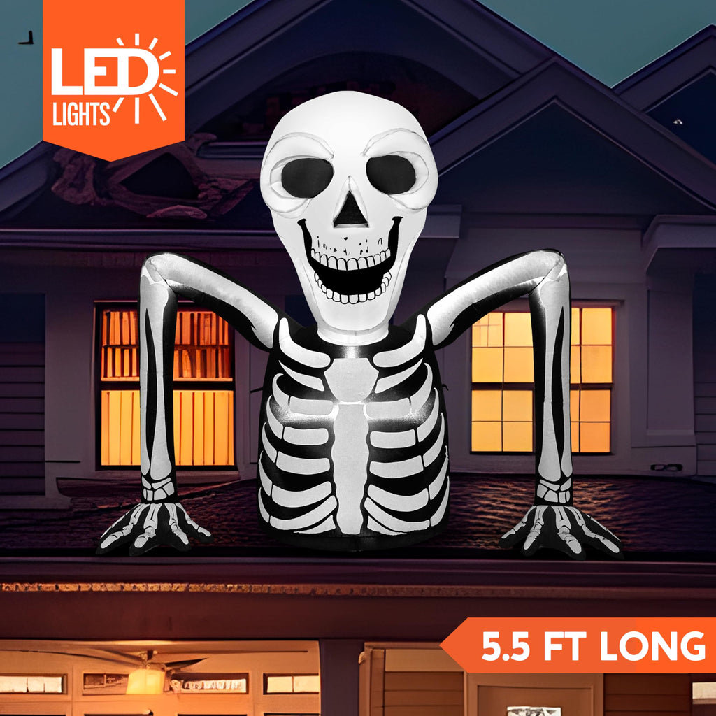 5.5 FT Long Inflatable Skeleton Outdoor Decoration with LEDs D861050