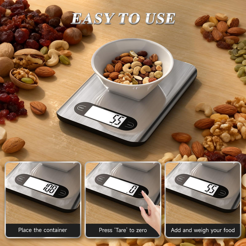 Digital Kitchen Scale 17 Pounds Capacity Stainless Steel F7429