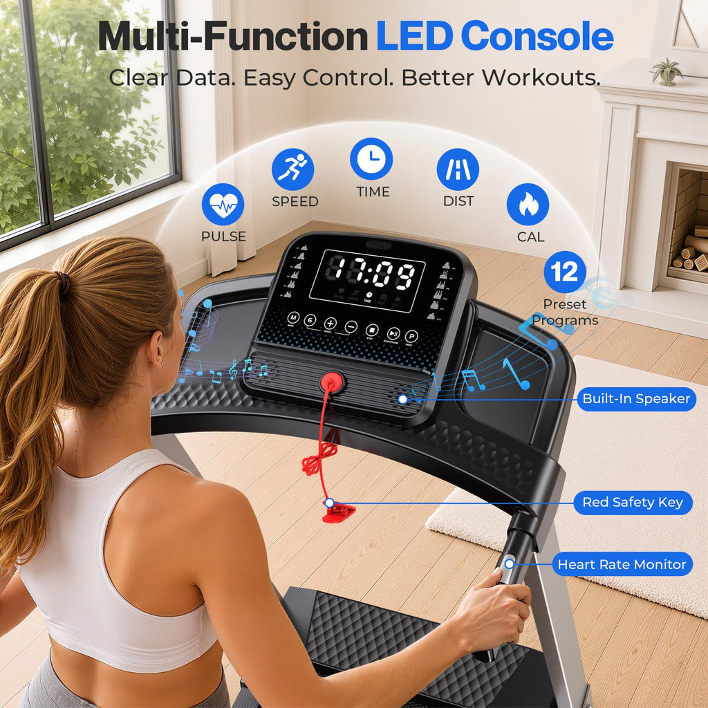 Foldable Treadmill with 10% Incline 400 LBS Capacity D594411