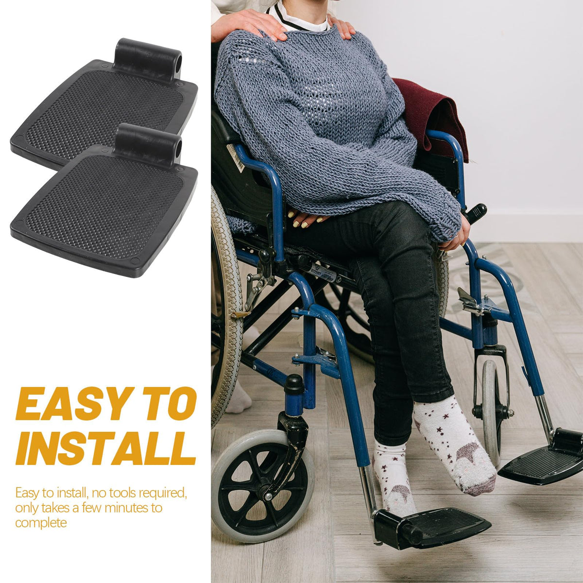 Heavy Duty Wheelchair Footplates Plastic Footrest Pair E891