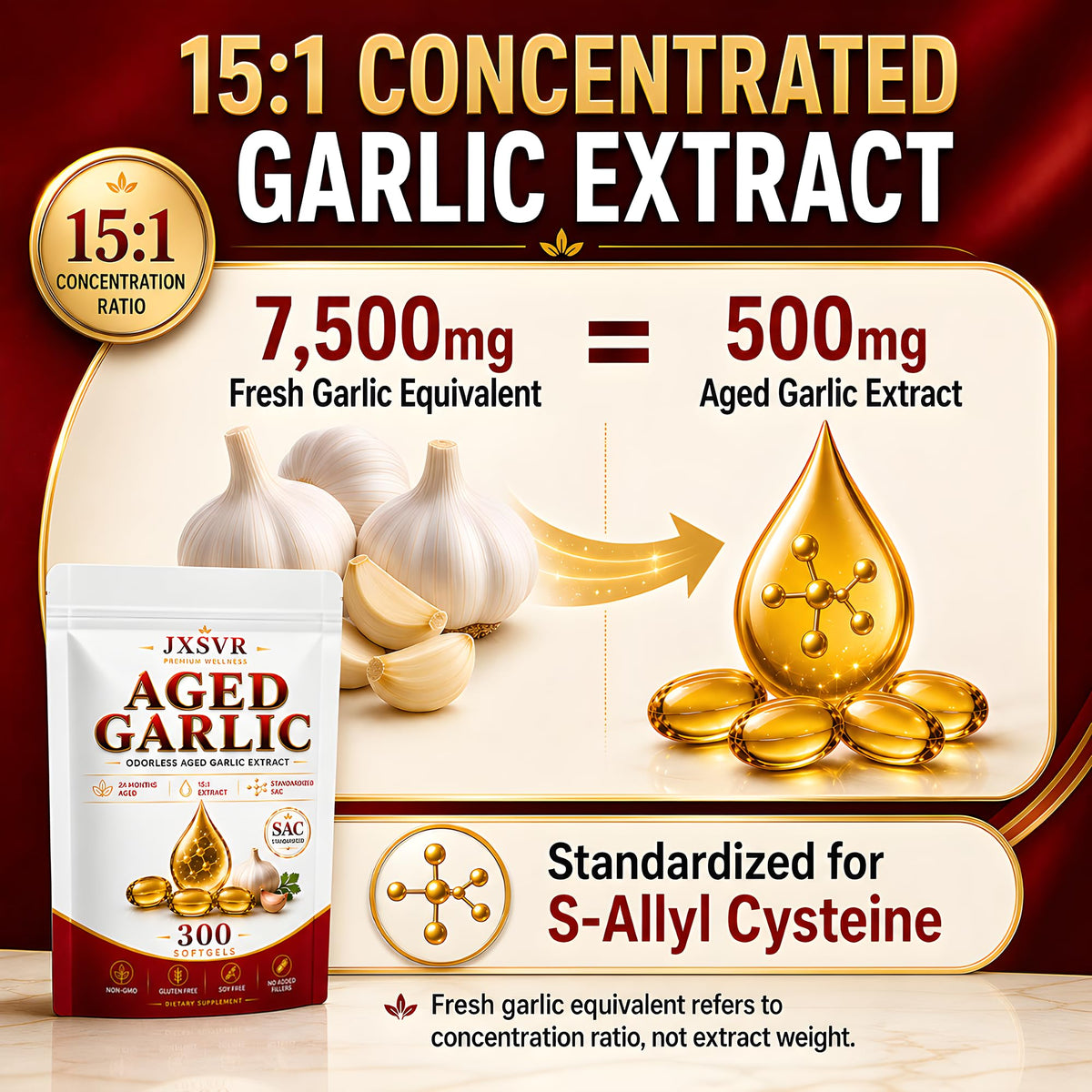 Aged Odorless Garlic Extract Softgels 300 Count H554