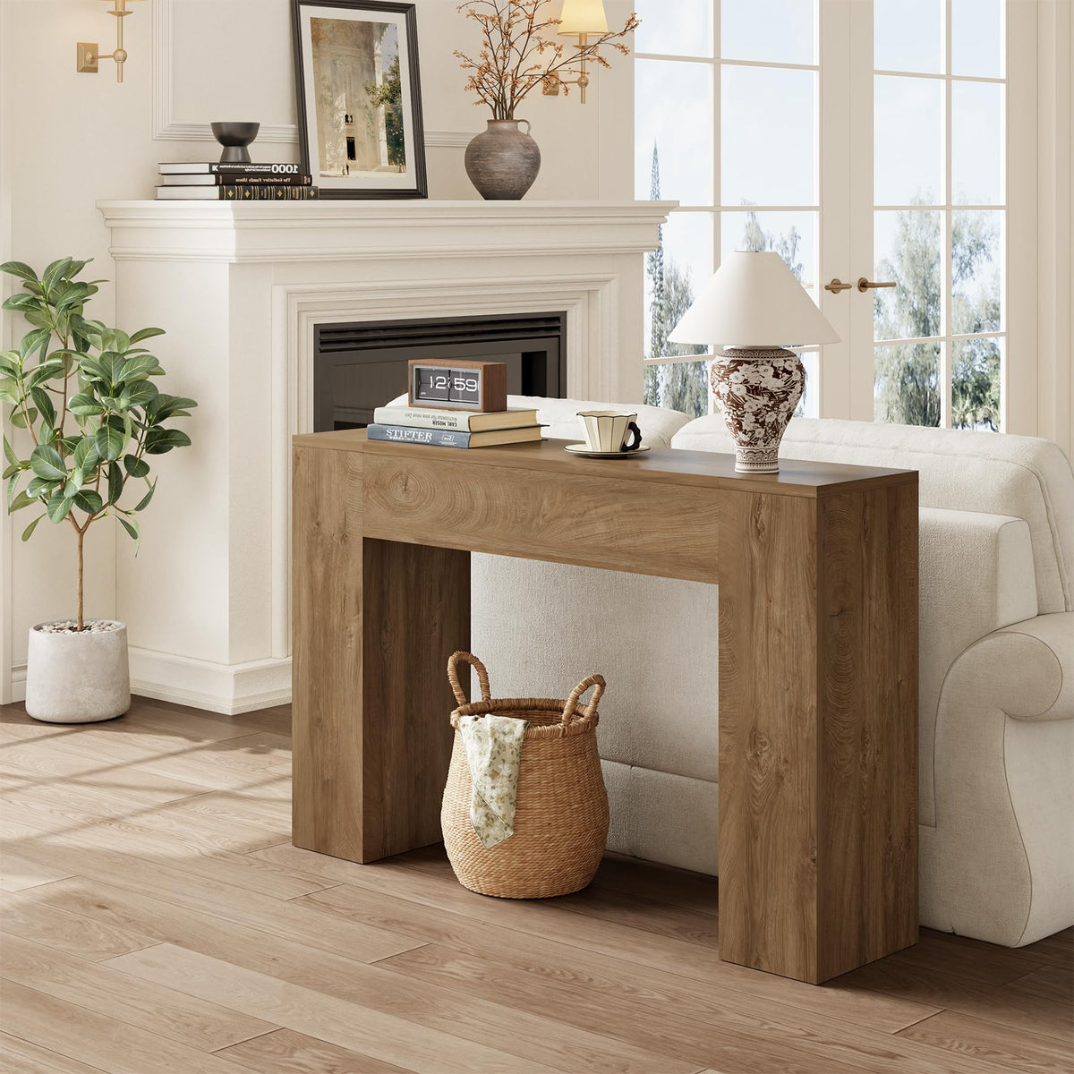 43-Inch Light Oak Brown Wood Console Table A331497