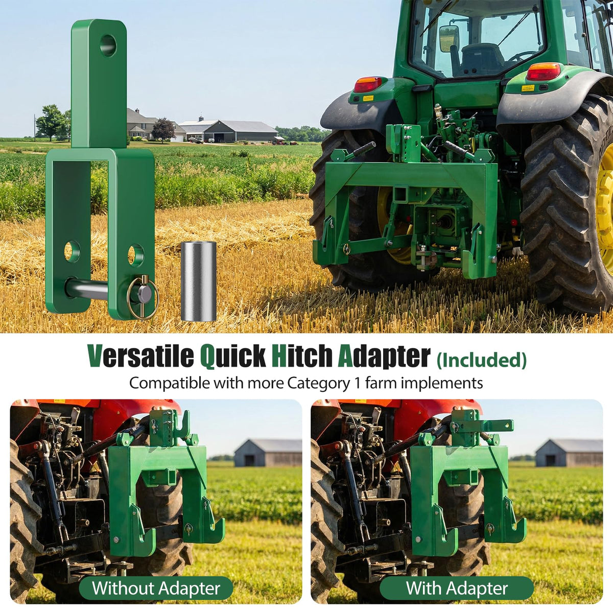Category 1 Tractor 3 Point Quick Hitch Adapter with 2" Receiver I372572