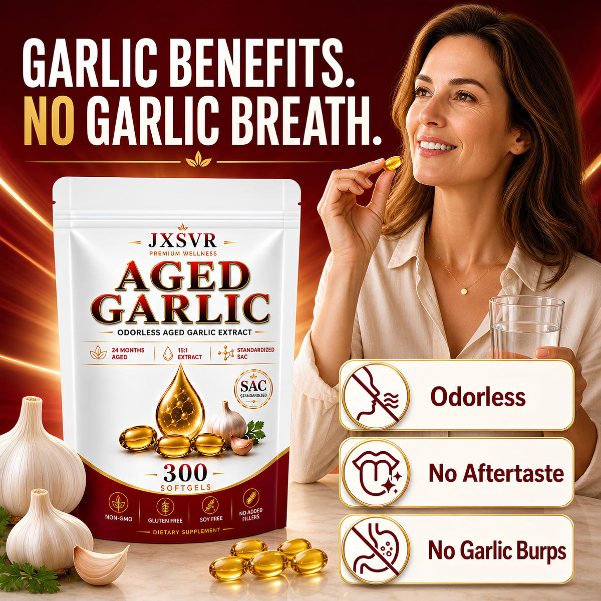 Aged Odorless Garlic Extract Softgels 300 Count H554